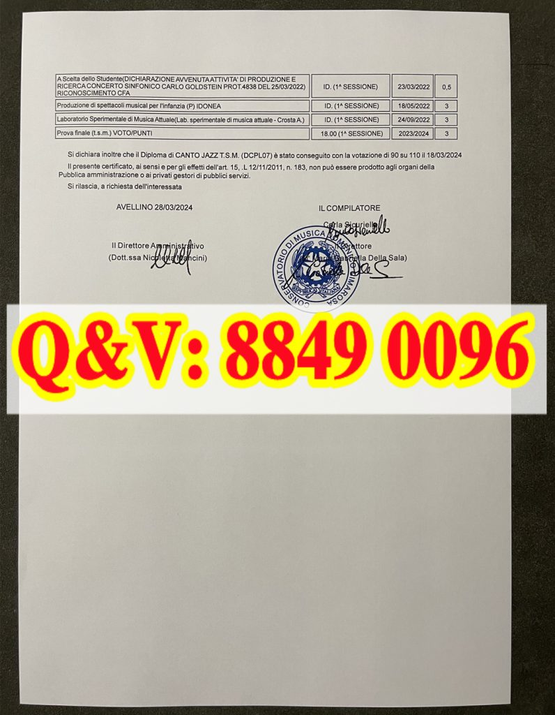 意大利奇马罗萨音乐学院成绩单|奇马罗萨音乐学院爵士声乐一级文凭两页成套官方成绩单(images 2)