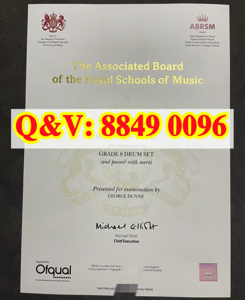 实拍英国皇家音乐学院联合委员会 ABRSM 官方架子鼓八级考级证书（images 1）
