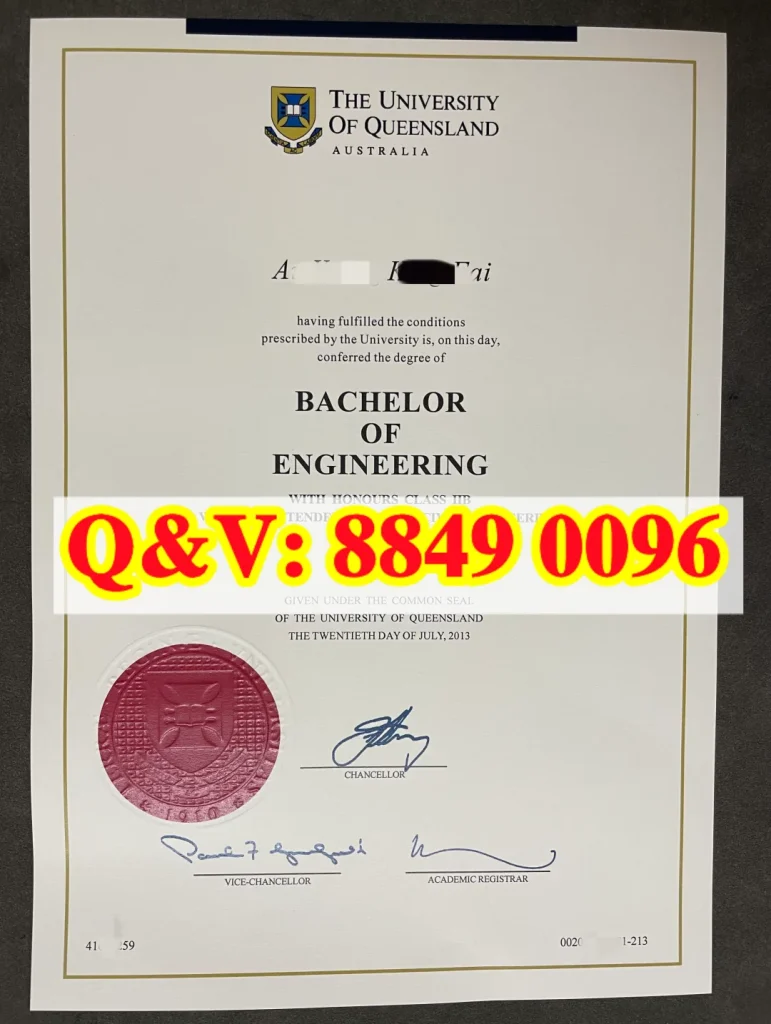 University of Queensland diploma, 昆士兰大学本科毕业证，澳洲 UQ 荣誉工程学士文凭，AQF 澳洲本科荣誉学位，澳洲土木本科留服认证，澳洲 EA 认证工程本科，澳洲 485 工签配套本科学历证明