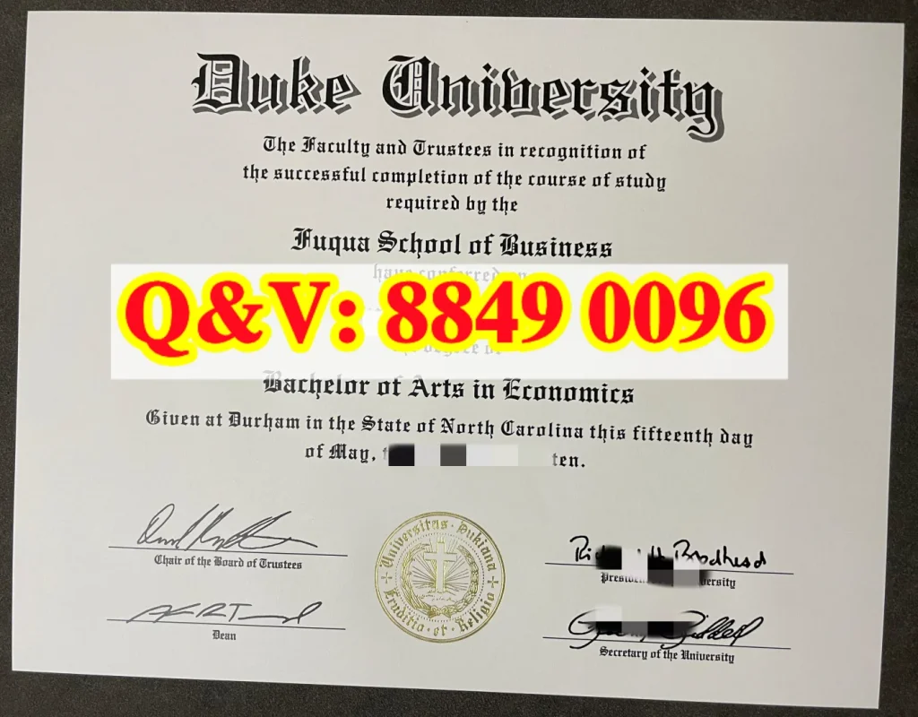 杜克大学经济学文学学士证书,Duke 福库商学院本科文凭,美国 TOP10 经济学 BA 文学学士学位证