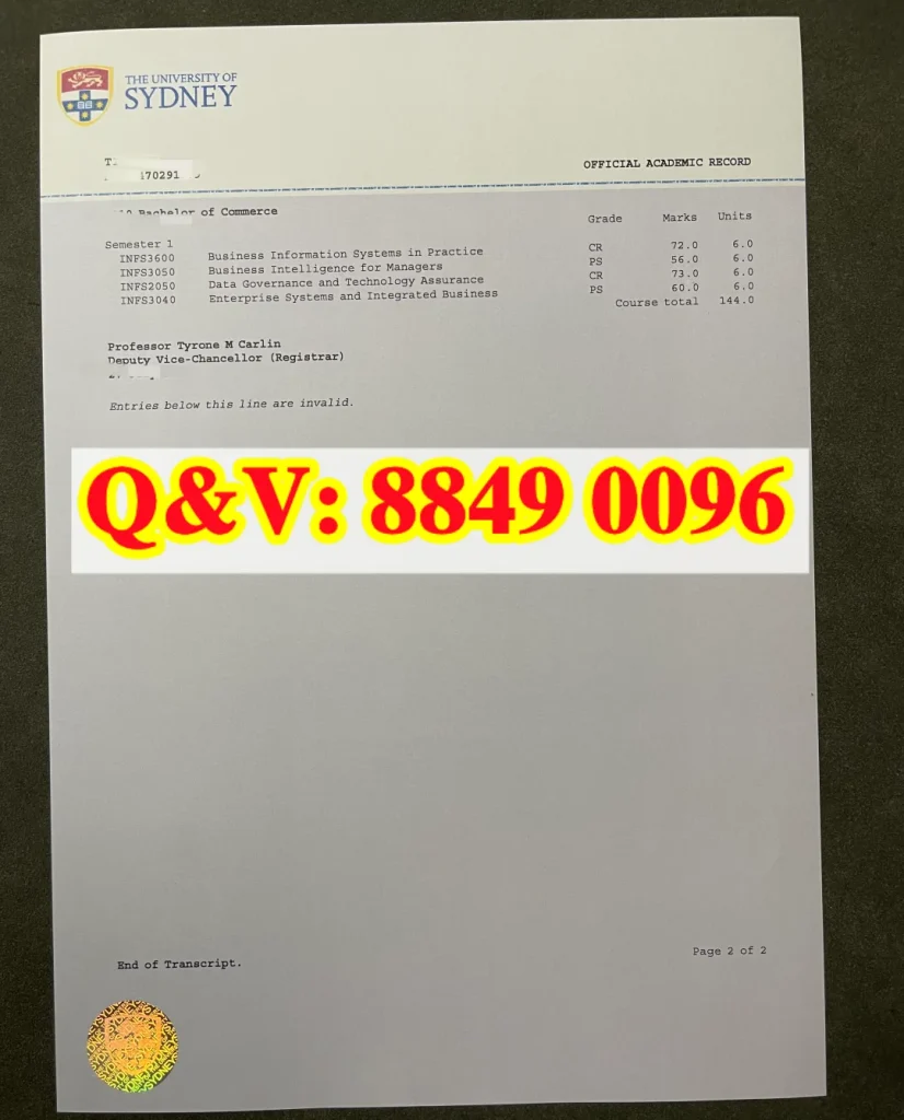 悉尼大学工商管理商科学士成绩单,USyd 澳洲八大商科本科官方成绩单,澳洲本科留服认证成绩单素材
