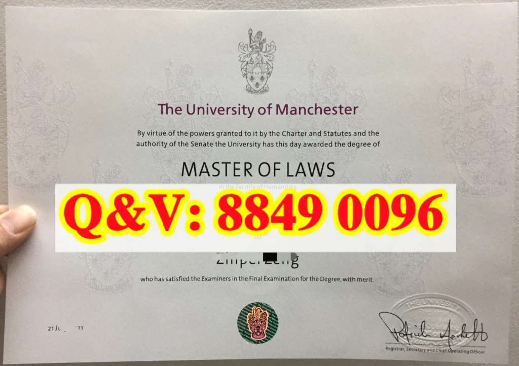 曼彻斯特大学硕士文凭,英国 LLM 法学硕士学位证书