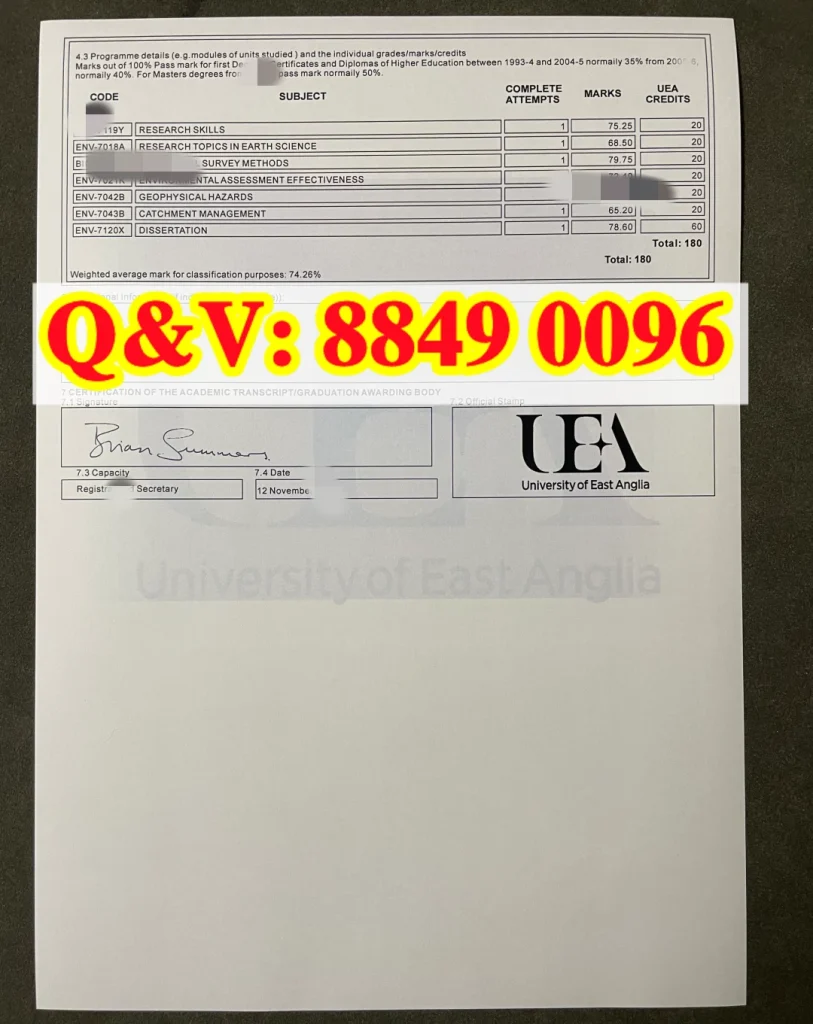 东安格利亚大学 Europass 成绩单,UEA 环境科学硕士官方成绩单样本,英国环境科学硕士留服认证配套材料,环保事业单位留学硕士学业证明,英国早年硕士成绩单补办流程,境外环境科学硕士国内生态学博士前置材料
