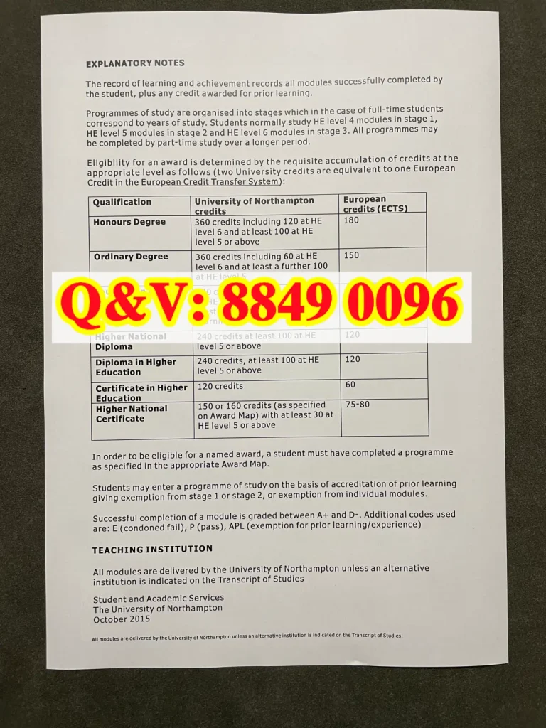 北安普顿大学金成绩单分等级规则说明附件实拍