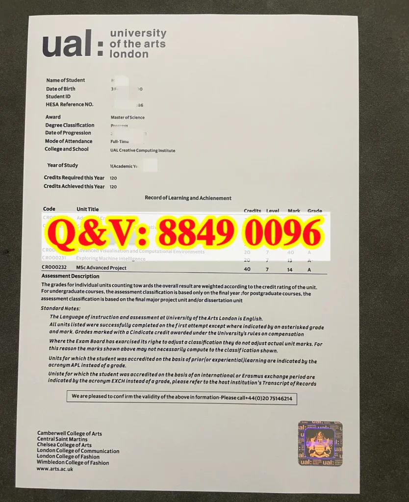 伦敦艺术大学UAL成绩单完整解析|University of the Arts London Transcript(images 1)