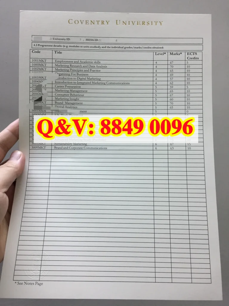 考文垂大学成绩单Coventry University Transcript