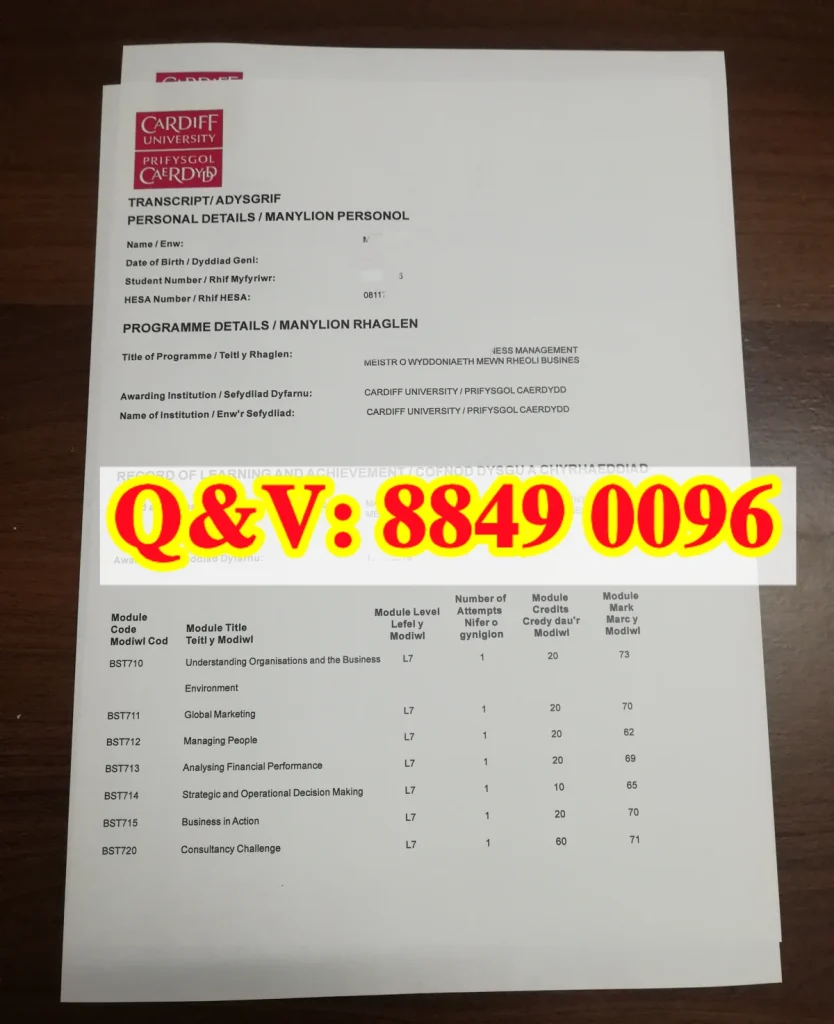 英国卡迪夫大学成绩单完整解析|Cardiff University Official Academic Transcript(images 1)