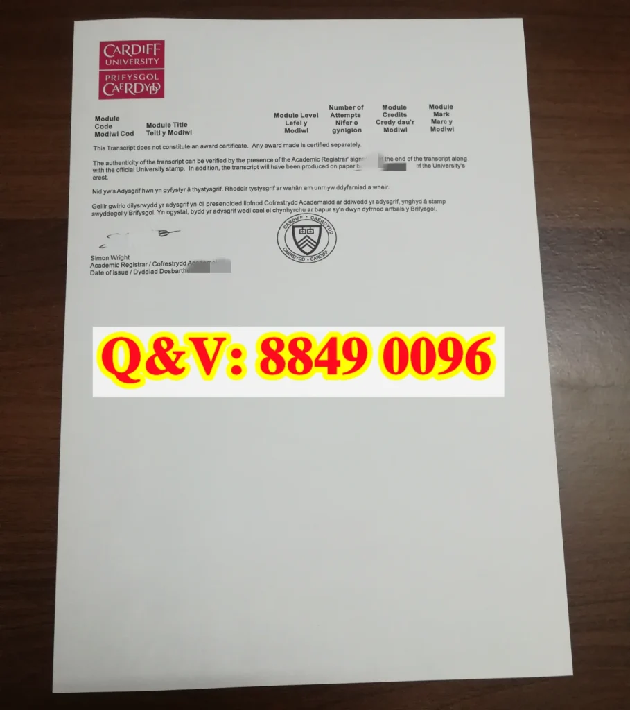 卡迪夫大学成绩单Cardiff University Transcript