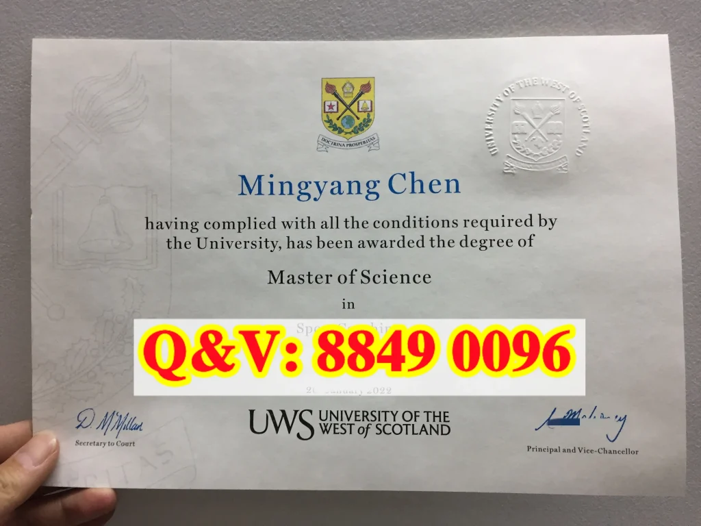 实拍西苏格兰大学毕业证,University of the West of Scotland degree,西苏格兰大学硕士学位证书