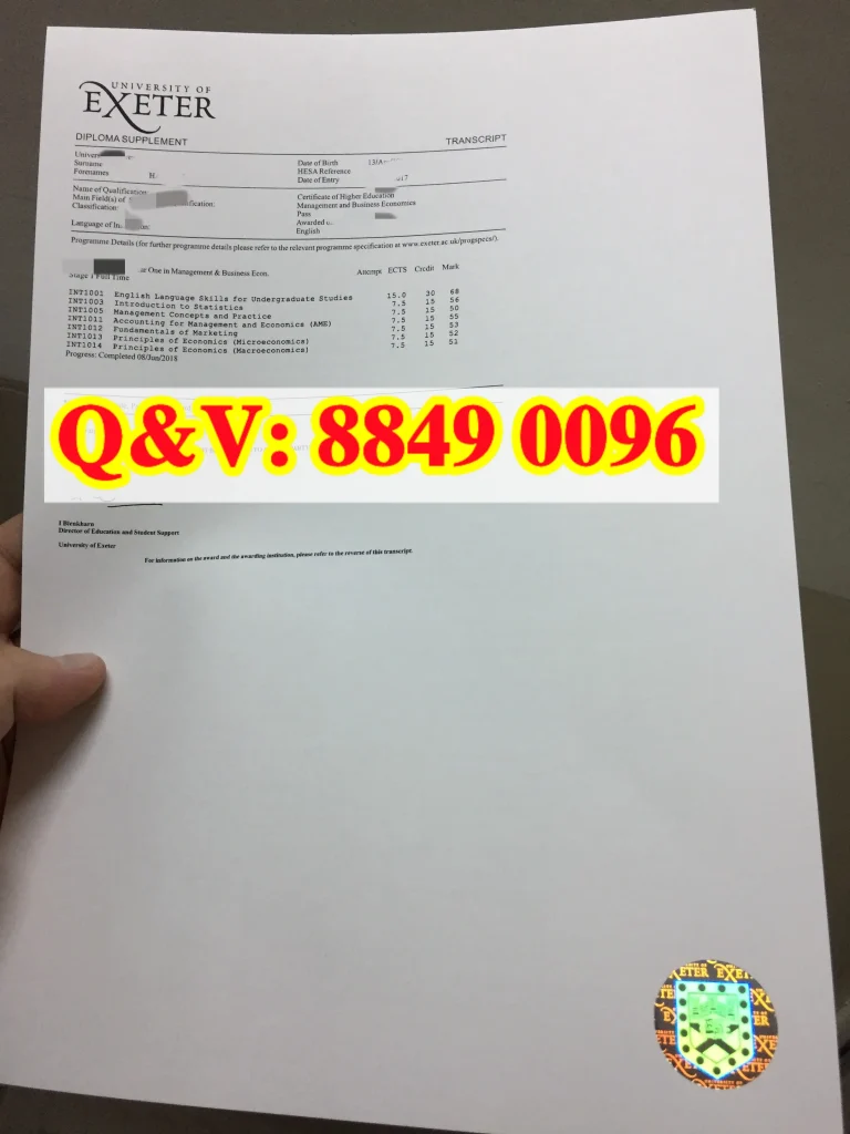 英国埃克塞特大学成绩单The University of Exeter transcript
