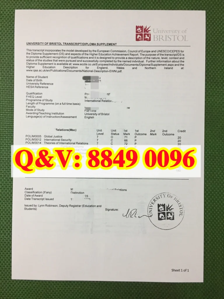 实拍英国布里斯托大学成绩单，University of Bristol transcript，英国布里斯托大学成绩单模版