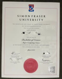 西蒙菲莎大学毕业证计算机科学理学学士学位证书全...