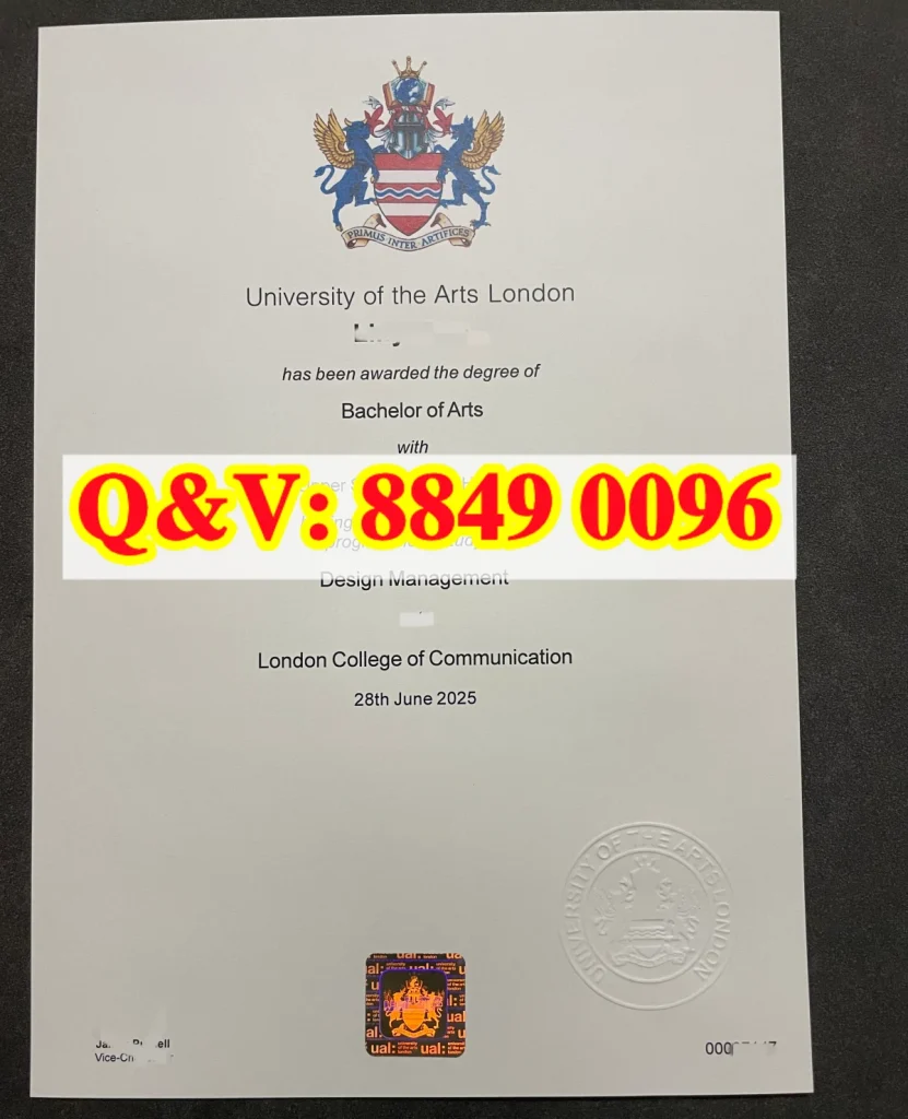 伦敦艺术大学毕业证本科学位证书实拍图，University of the Arts London degree