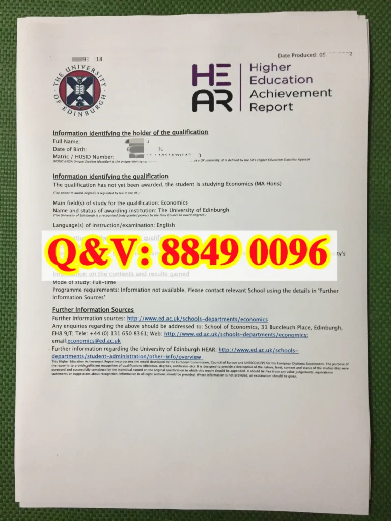 这份文件全称HEAR(Higher Education Achievement Report,高等教育学业成果报告),是英国标准化官方学业档案,由爱丁堡大学出具。