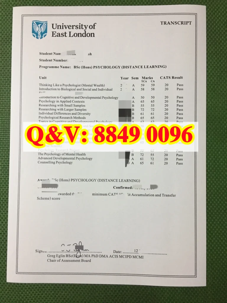 东伦敦大学成绩单实拍图,东伦敦大学成绩单样本,University of East London transcript,东伦敦大学成绩学分GPA修改