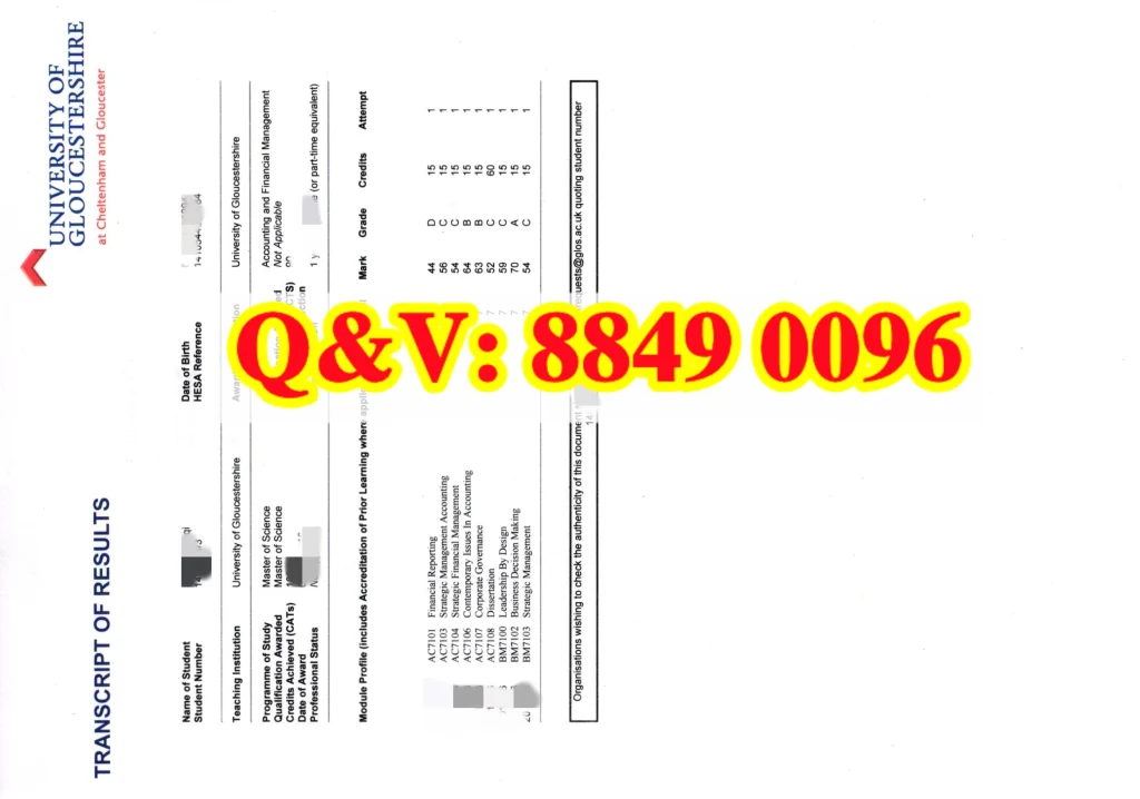英国格鲁斯特大学硕士成绩单University of Gloucestershire master transcript