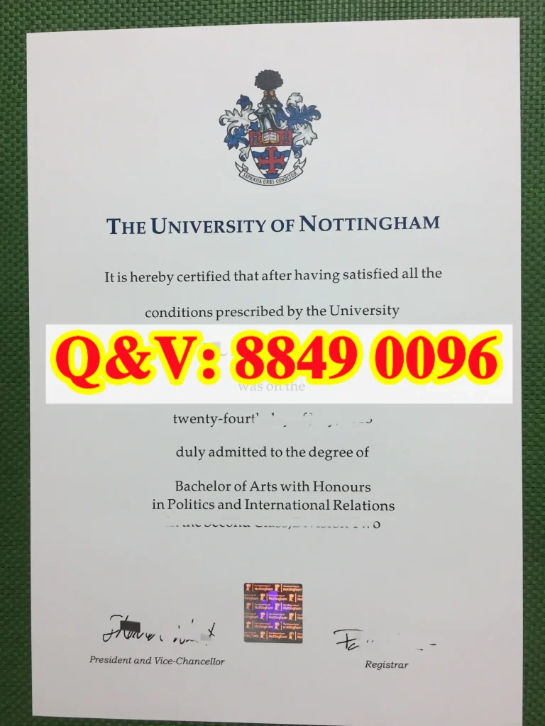 诺丁汉大学学位证、University of Nottingham diploma、政治与国际关系本科毕业证、英国二等二级荣誉学位证书