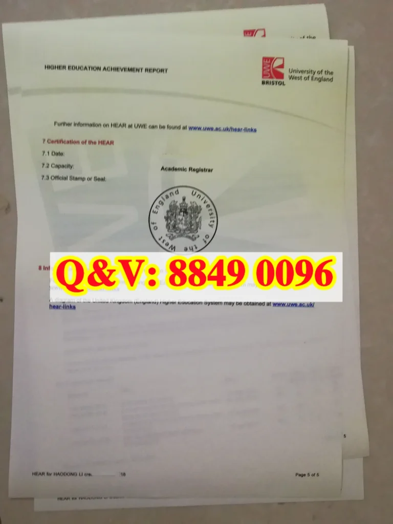 实拍西英格兰大学成绩单图片，University of the West of England transcript
