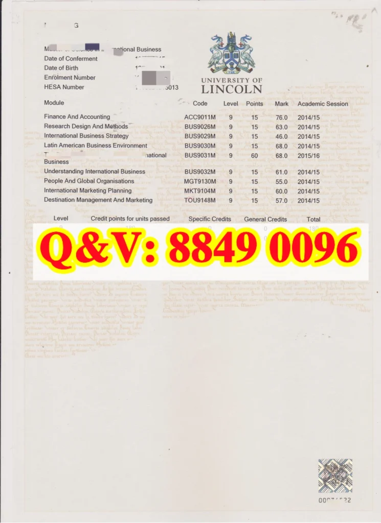 英国林肯大学成绩单，University of Lincoln transcript，英国林肯大学成绩单模版