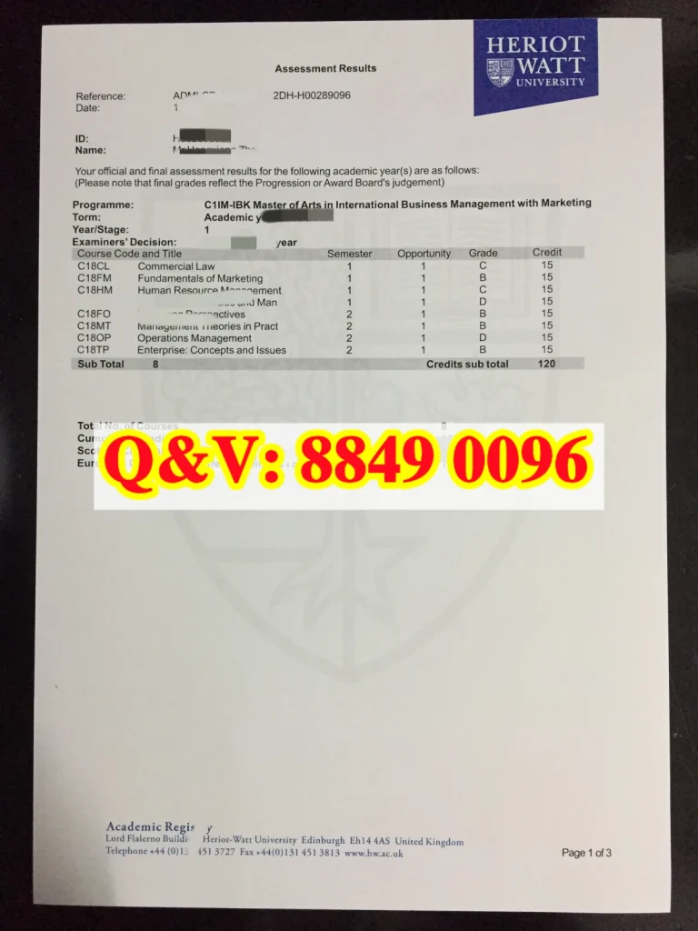 英国赫瑞 - 瓦特大学成绩单Heriot-Watt University transcript