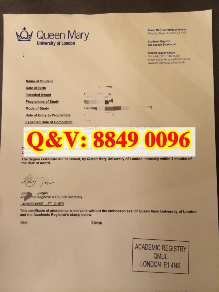 伦敦玛丽女王大学在读证明，Queen Mary University of London Student‑Status‑Certificate