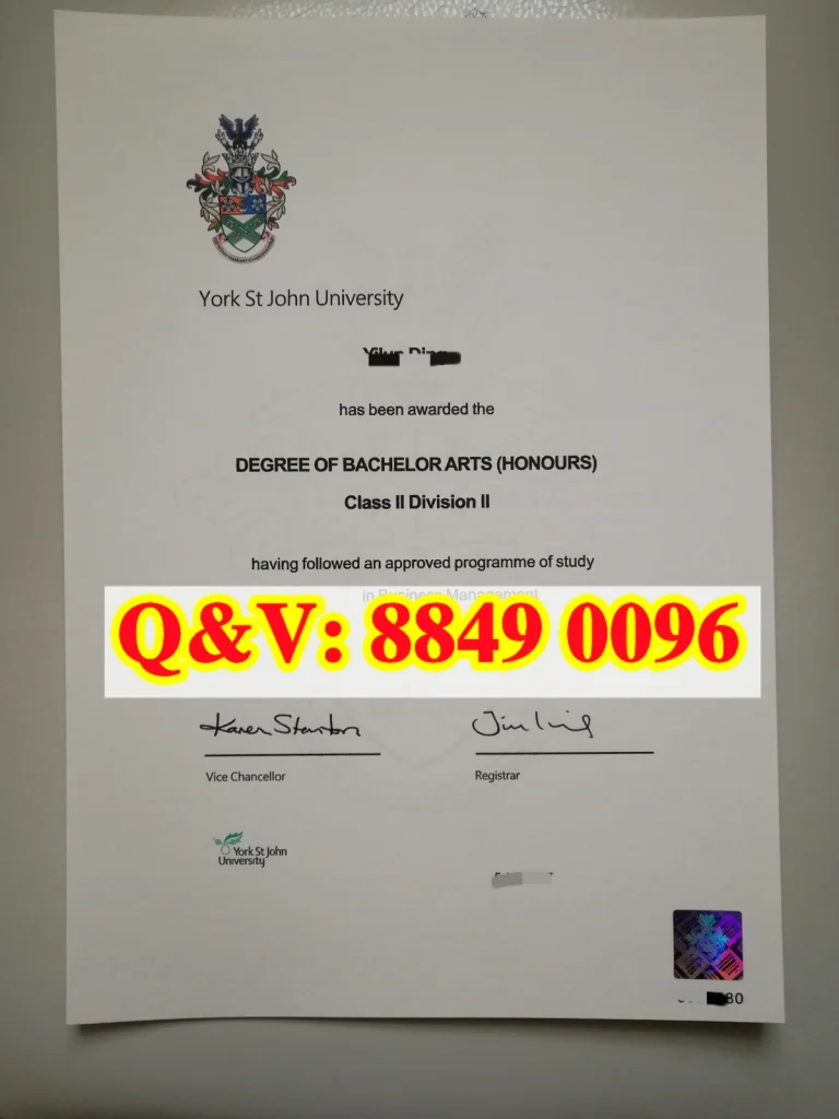 旧版本英国约克圣约翰大学毕业证样本，York St John University diploma