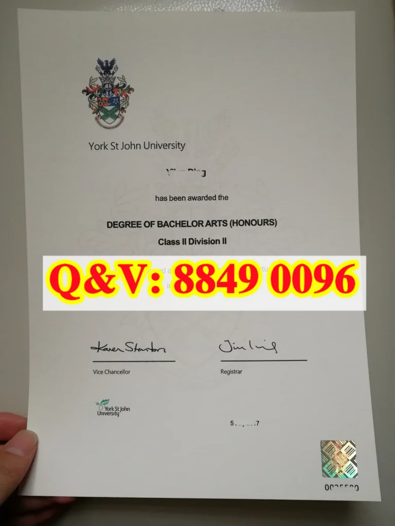 旧版本英国约克圣约翰大学毕业证模版，York St John University degree