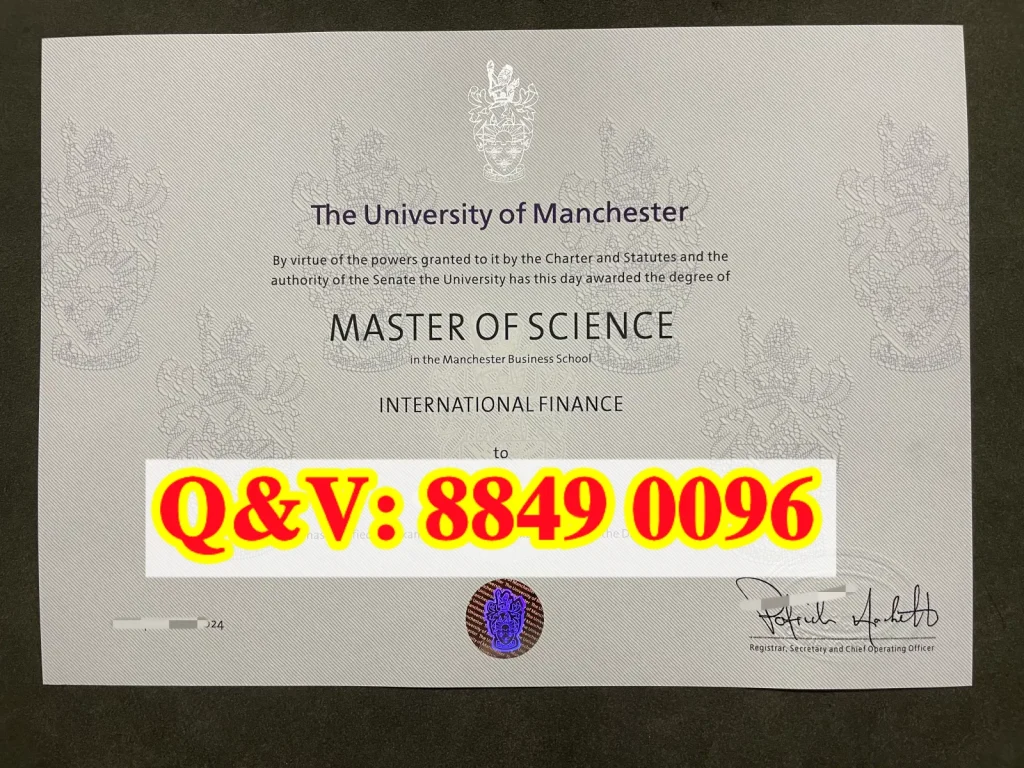 实拍英国曼彻斯特大学 The University of Manchester 曼彻斯特商学院官方理学硕士学位证书