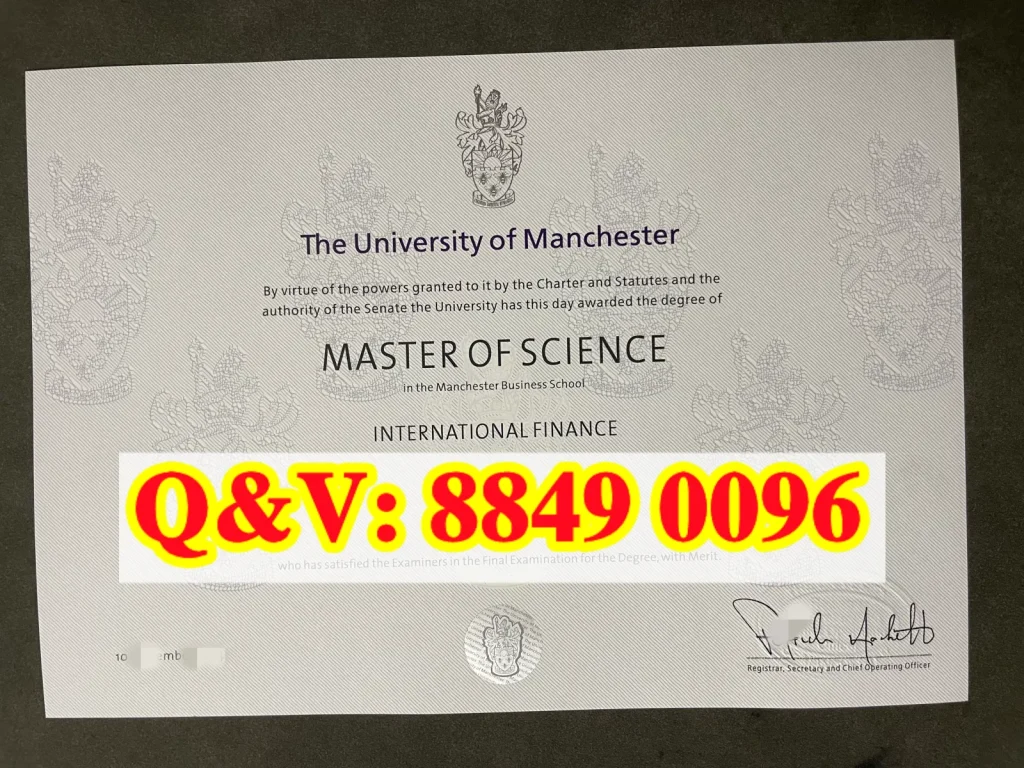 份是曼彻斯特商学院 MSc International‑Finance 官方硕士学位证书,英国曼彻斯特大学国际金融学理学硕士毕业证实拍