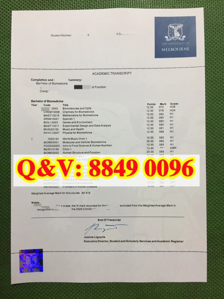 墨尔本大学成绩单,University of Melbourne transcript,墨尔本大学成绩单样本