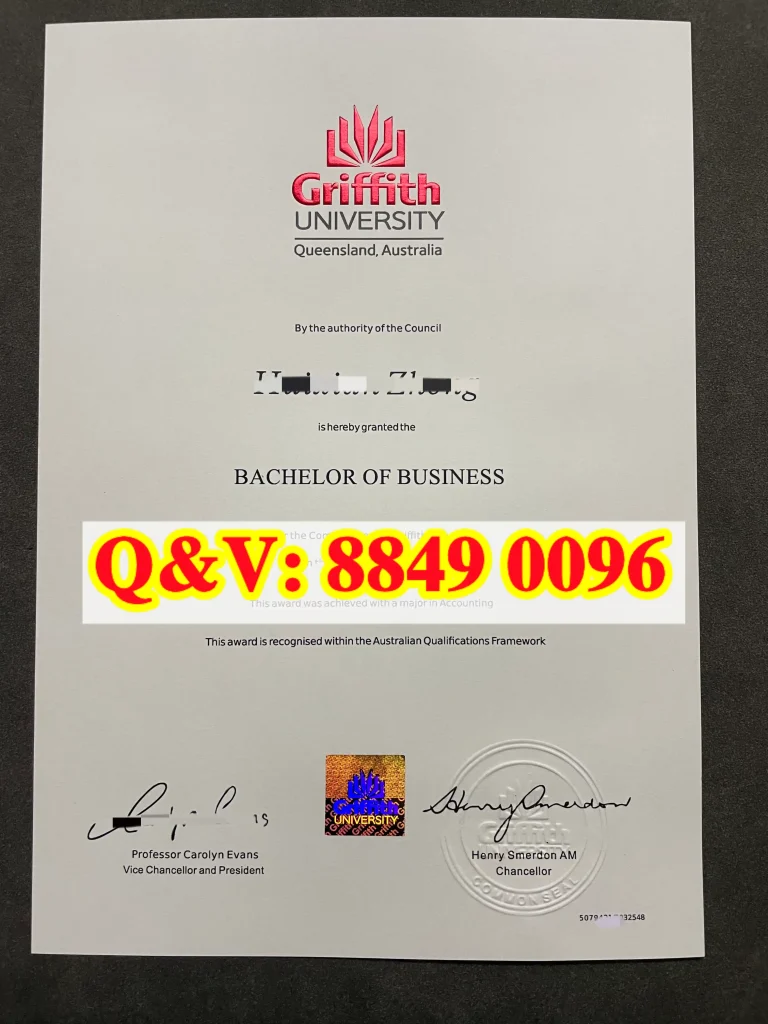 实拍澳洲格里菲斯大学毕业证，澳洲格里菲斯大学学位证，Griffith University diploma