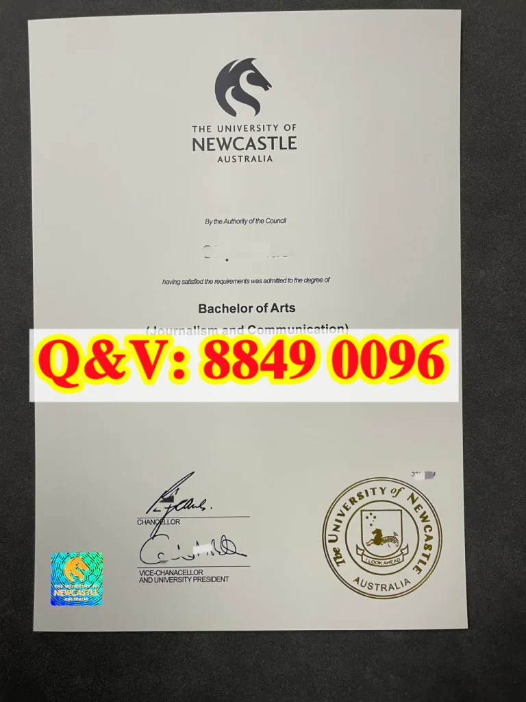 澳洲纽卡斯尔大学本科毕业证样本，澳洲纽卡斯尔大学文学学士学位证书