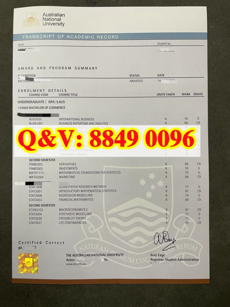 澳大利亚国立大学成绩单Australian National University transcript(images 1)