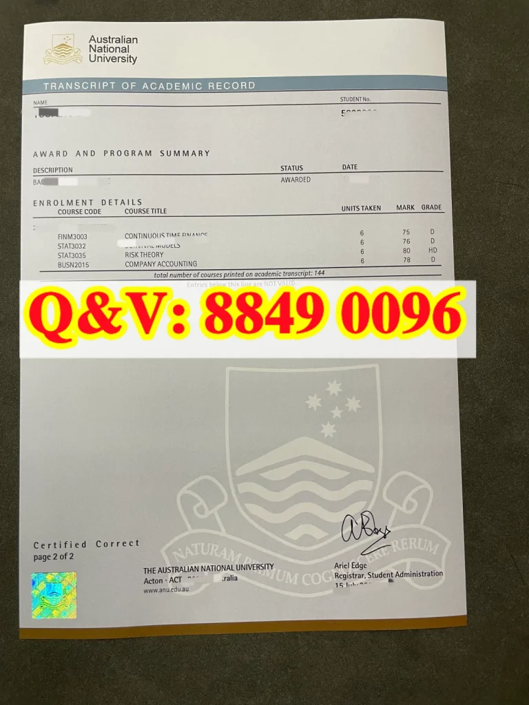 澳大利亚国立大学成绩单Australian National University transcript(images 2)