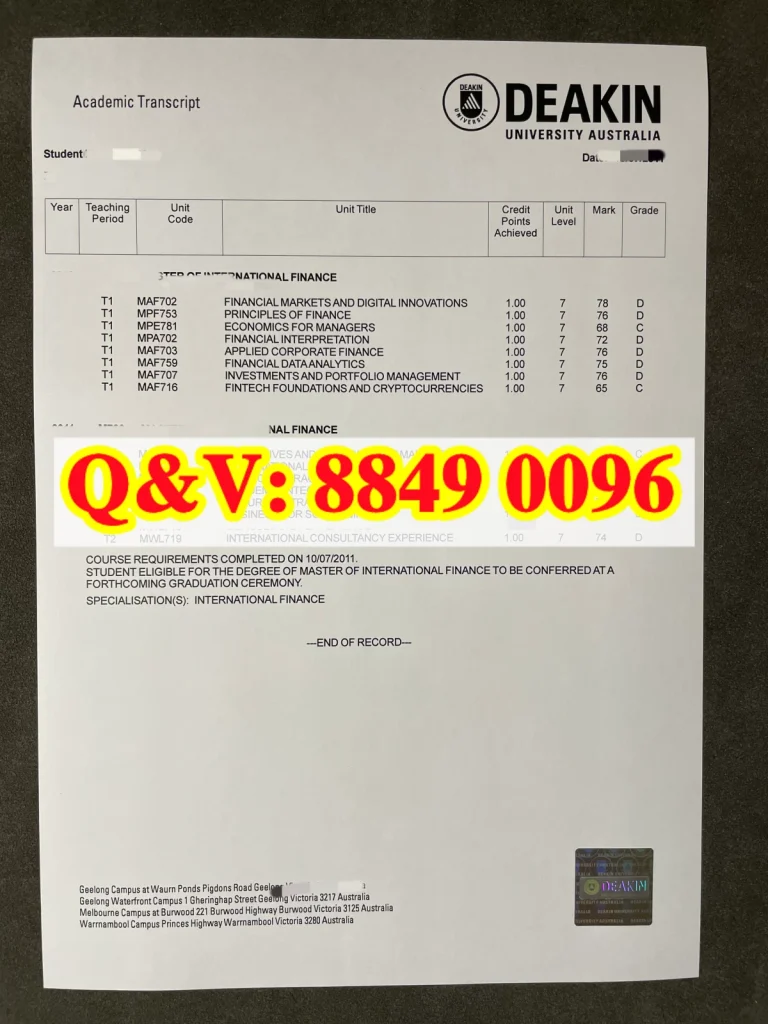 澳洲迪肯大学成绩单,Deakin University transcript