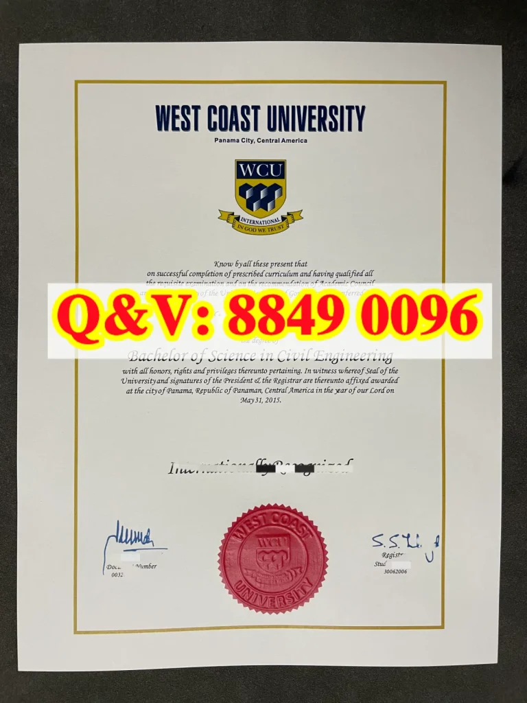 巴拿马西海岸大学文凭样本,West Coast University‑Panama diploma