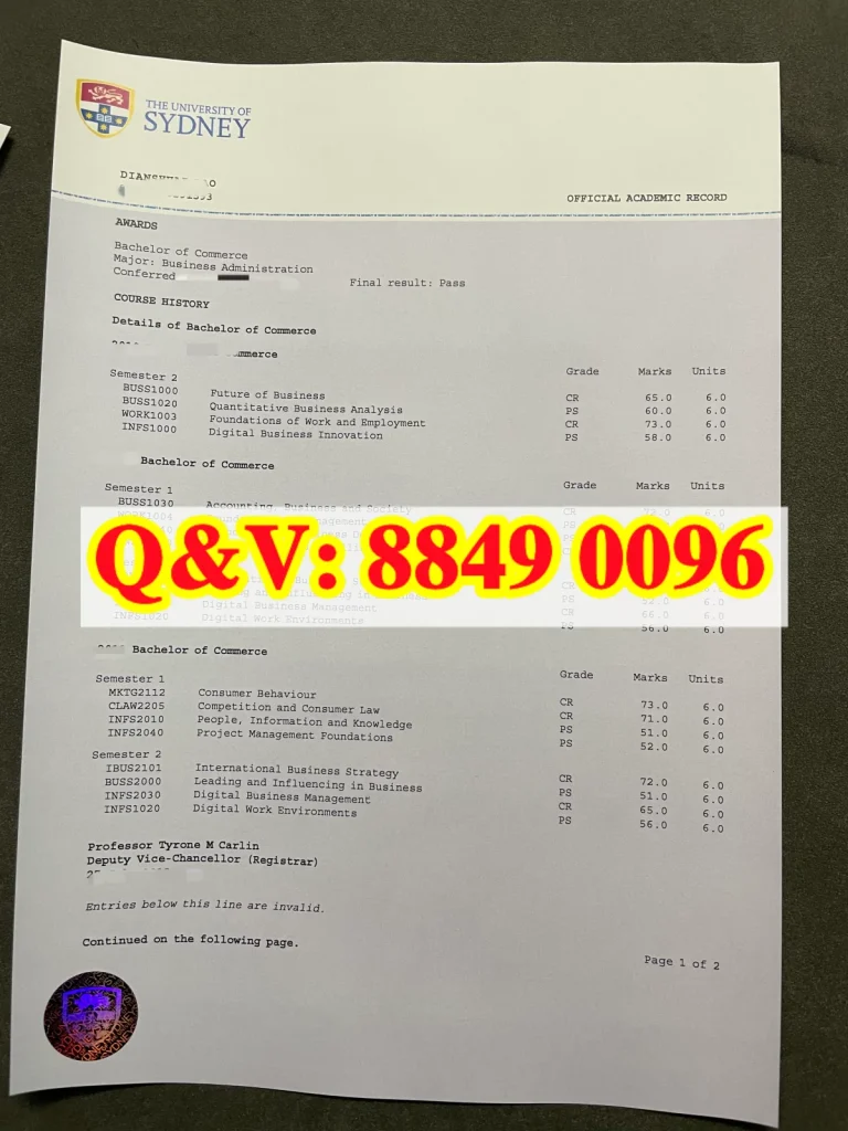 澳洲USYD大学成绩单,澳洲USYD大学本科成绩单
