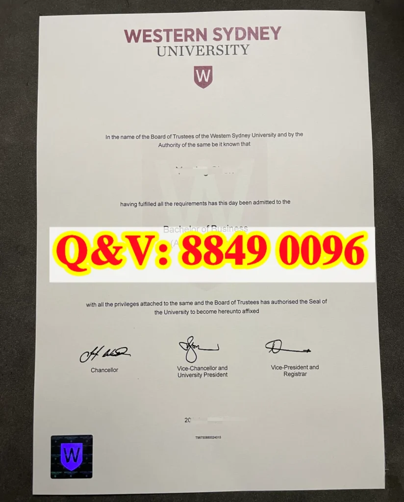 西悉尼大学毕业证文凭学位证书Diploma from Western Sydney University(images 1)
