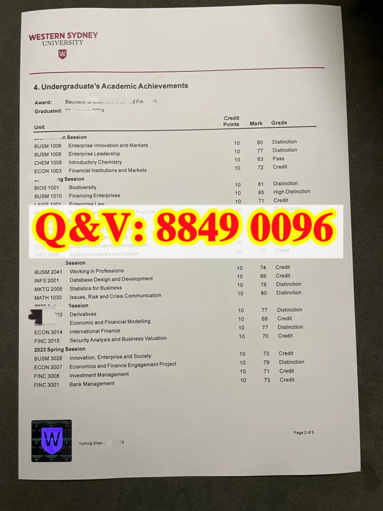 西悉尼大学成绩单Western Sydney University transcript补办|西悉尼大学留学材料(images 1)