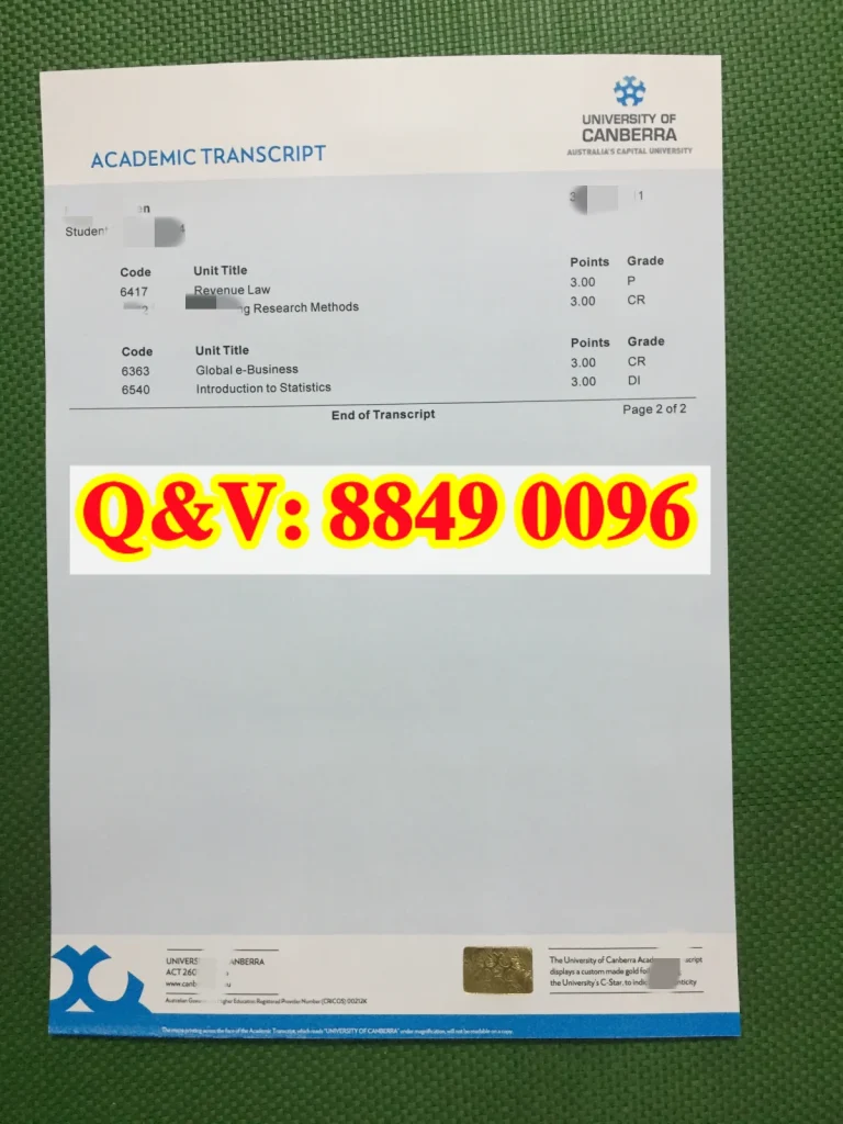 实拍堪培拉大学成绩单University of Canberra transcript,堪培拉大学成绩单样本,堪培拉大学成绩单补办