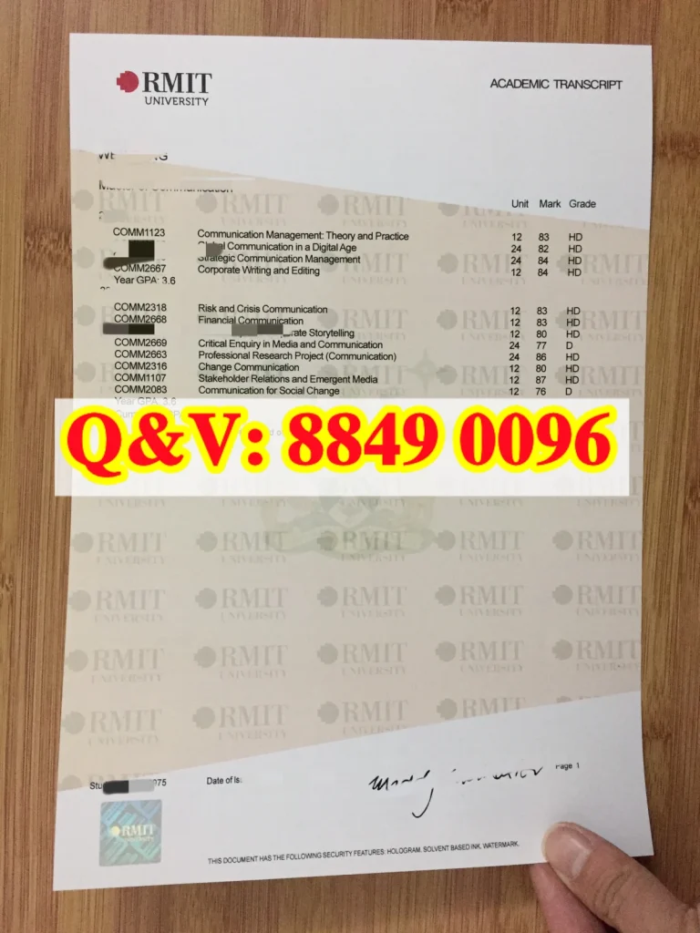 澳洲皇家墨尔本理工大学成绩单RMIT University Academic Transcript