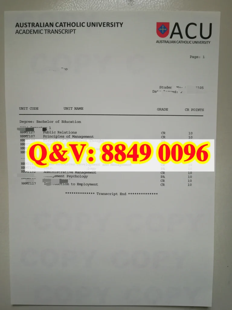 澳大利亚天主教大学成绩单,Australian Catholic University Academic Transcript Replacement
