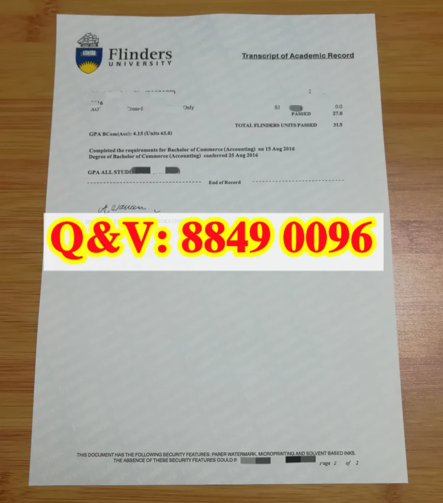 实拍澳洲弗林德斯大学成绩单Flinders University transcript