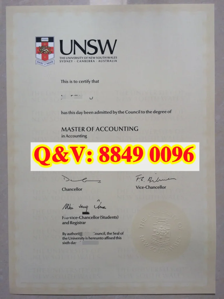 新南威尔士大学会计学硕士毕业证书原件实拍,The University of New South Wales Master of Accounting degree certificate