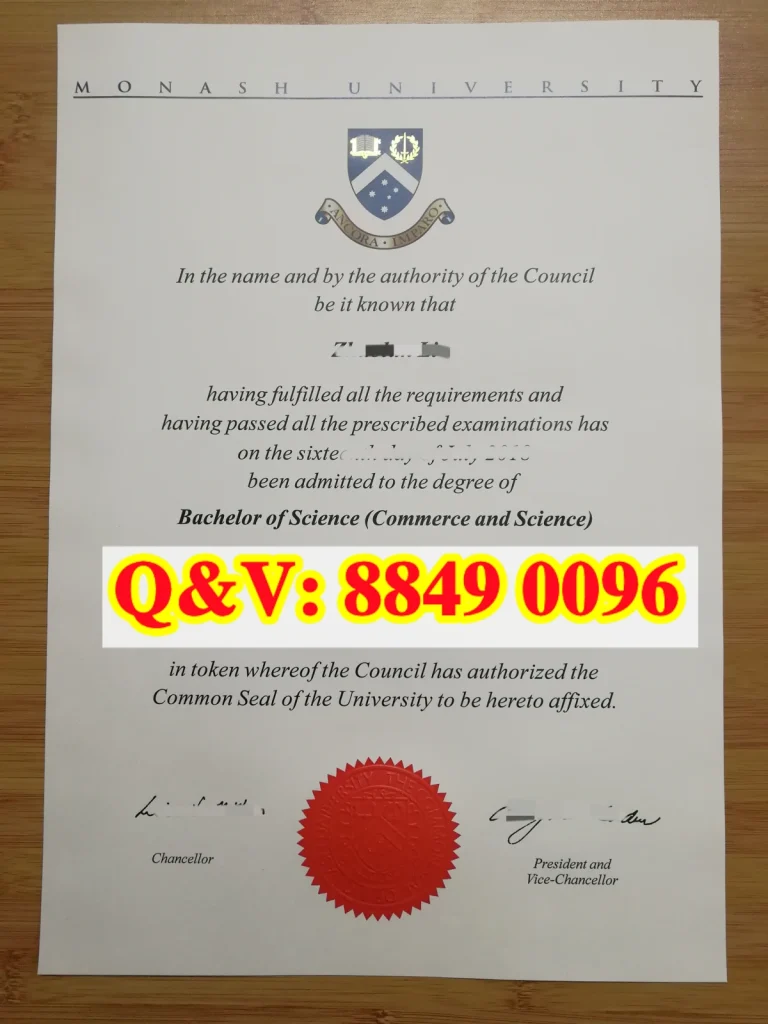 莫纳什大学商科与理学方向理学学士本科毕业证|Monash University Bachelor of Science (Commerce and Science) Certificate