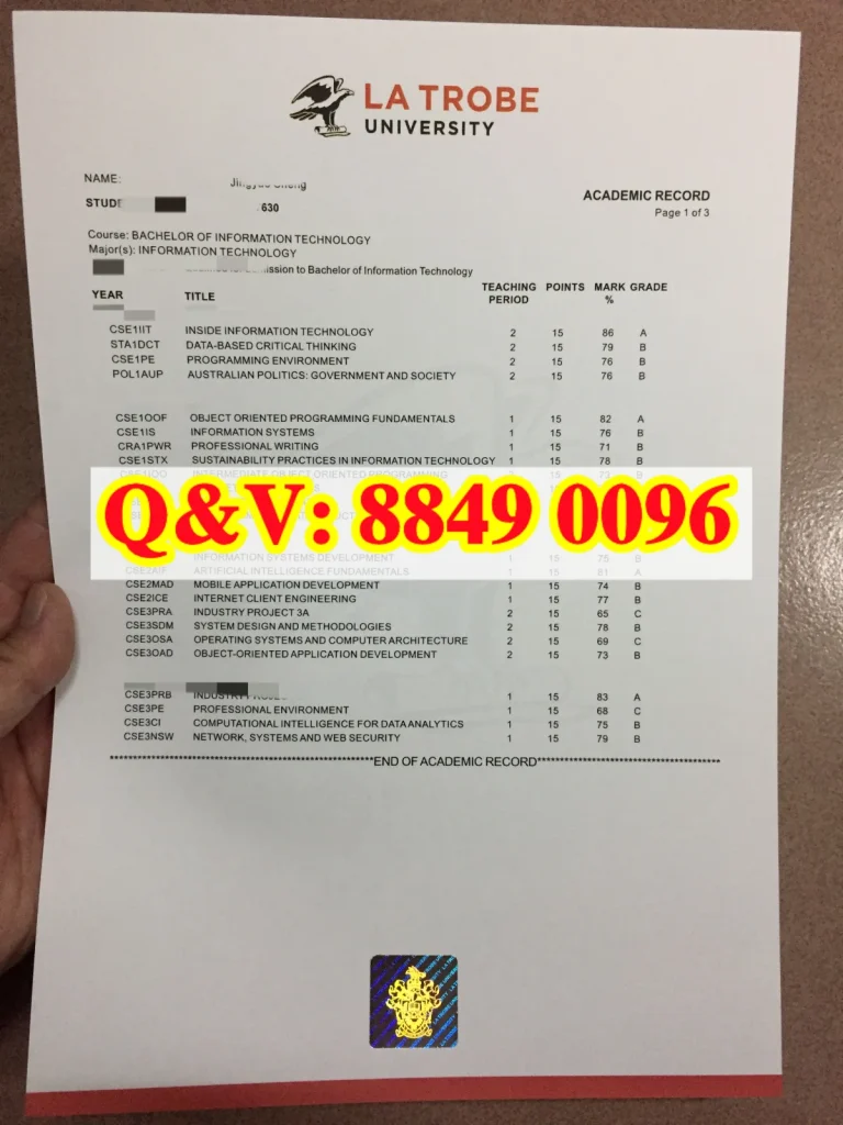 澳洲乐卓博大学成绩单,La Trobe University transcript,澳洲拉筹伯大学成绩单