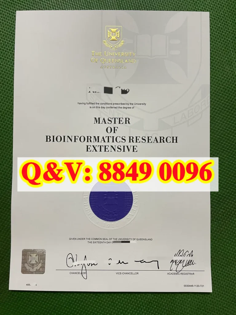 澳大利亚昆士兰大学生物信息学扩展研究硕士毕业证|The University of Queensland Master of Bioinformatics Research Extensive Degree Certificate