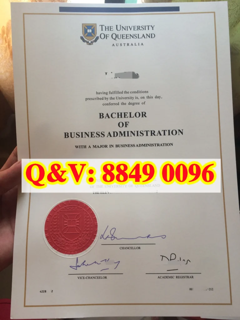 澳大利亚昆士兰大学工商管理学士学位证书｜The University of Queensland Degree Certificate