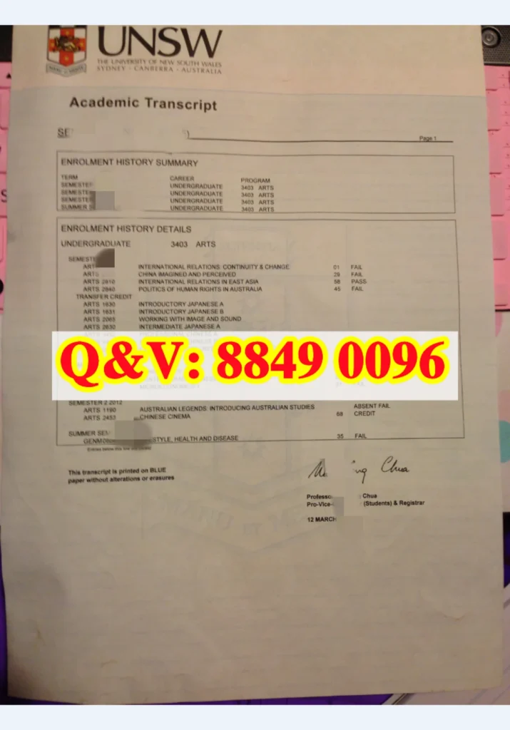 新南威尔士大学法学金融复合方向官方成绩单 UNSW Academic Transcript