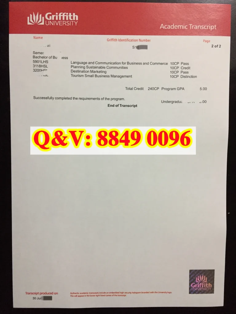 澳大利亚格里菲斯大学商务学士（酒店管理方向）官方成绩单完整解析｜Griffith University Bachelor of Business (Hotel Management) Academic Transcript（images 1）